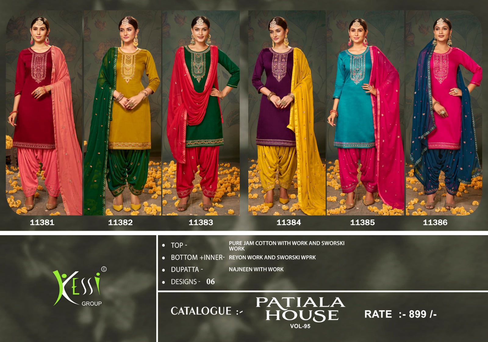 House Vol-95 Kessi Fabrics Jaam Cotton Patiyala Style Suits