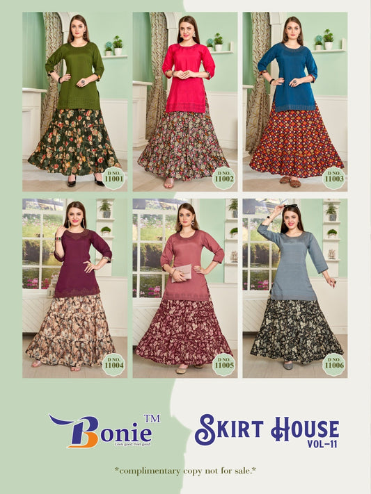 House Vol 11 Bonie Rayon Kurti Skirt Set
