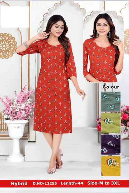 Hybrid Zoya Two Tone Knee Length Kurtis