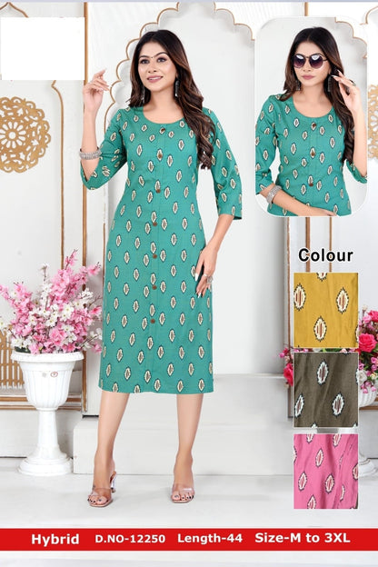 Hybrid Zoya Two Tone Knee Length Kurtis