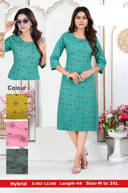 Hybrid Zoya Two Tone Knee Length Kurtis