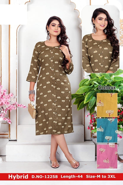 Hybrid Zoya Two Tone Knee Length Kurtis