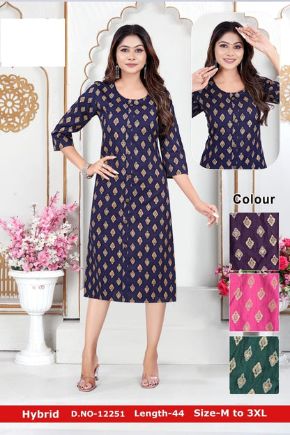 Hybrid Zoya Two Tone Knee Length Kurtis