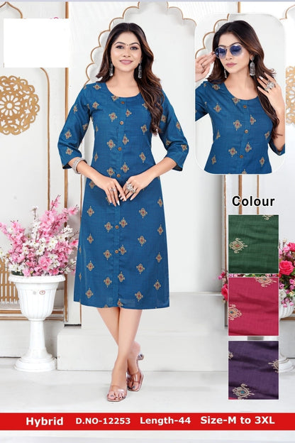 Hybrid Zoya Two Tone Knee Length Kurtis
