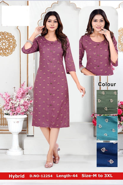 Hybrid Zoya Two Tone Knee Length Kurtis