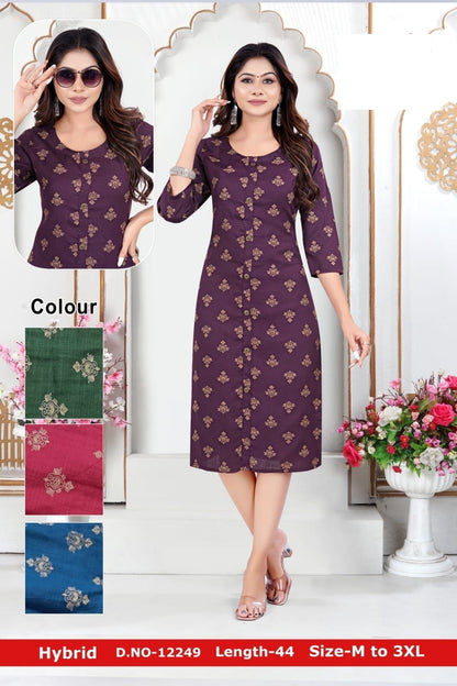 Hybrid Zoya Two Tone Knee Length Kurtis