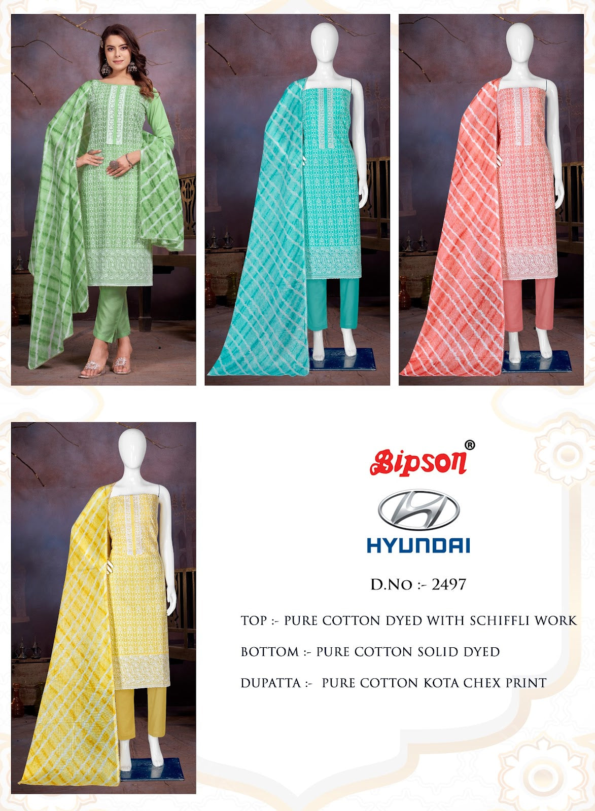 Hyundai 2497 Bipson Prints Soft Cotton Pant Style Suits