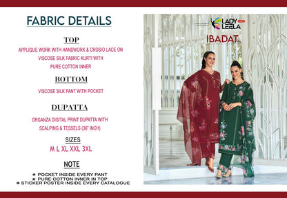 Ibadat Vol 2 Ladyleela Viscose Silk Readymade Pant Style Suits