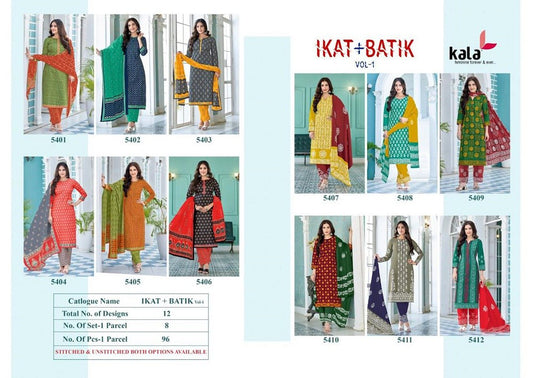 Ikat-Batik Vol 1 Kala Cotton Readymade Pant Style Suits