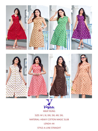 Ikkat Rung Viyaa Cotton A-Line Kurti