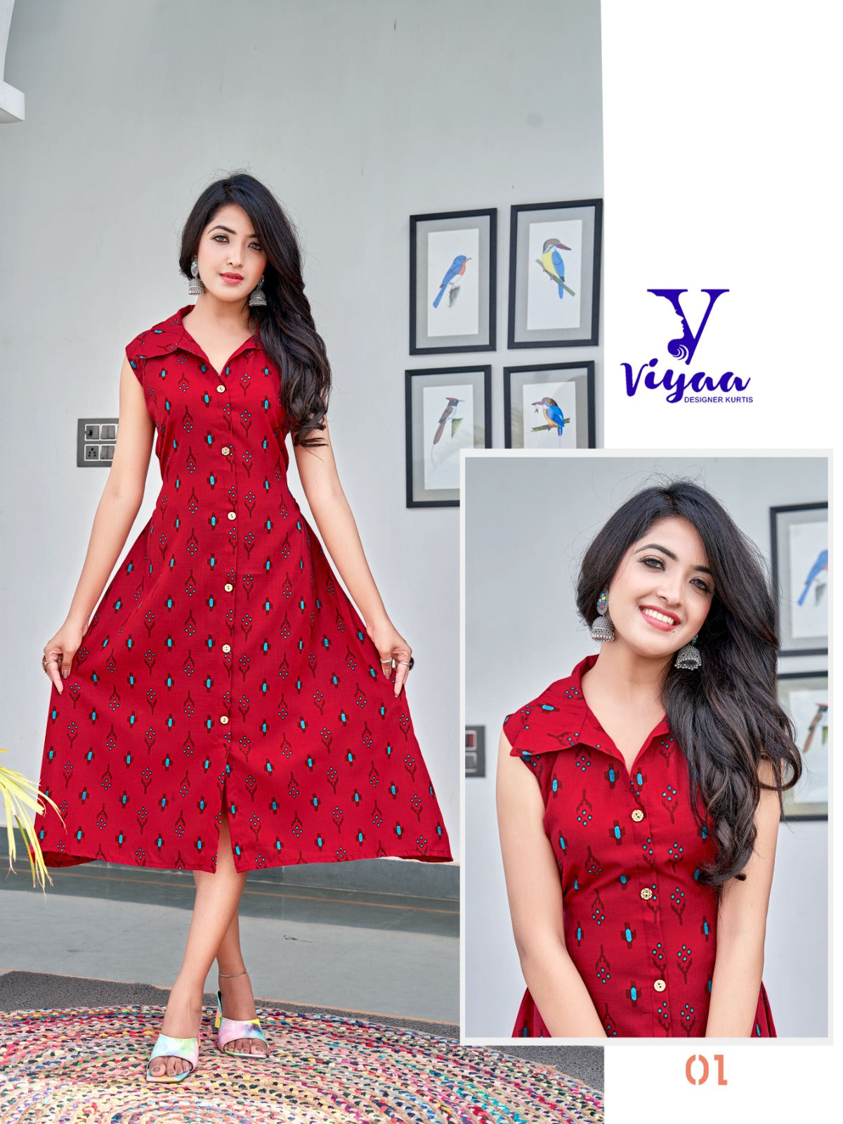 Ikkat Rung Viyaa Cotton A-Line Kurti