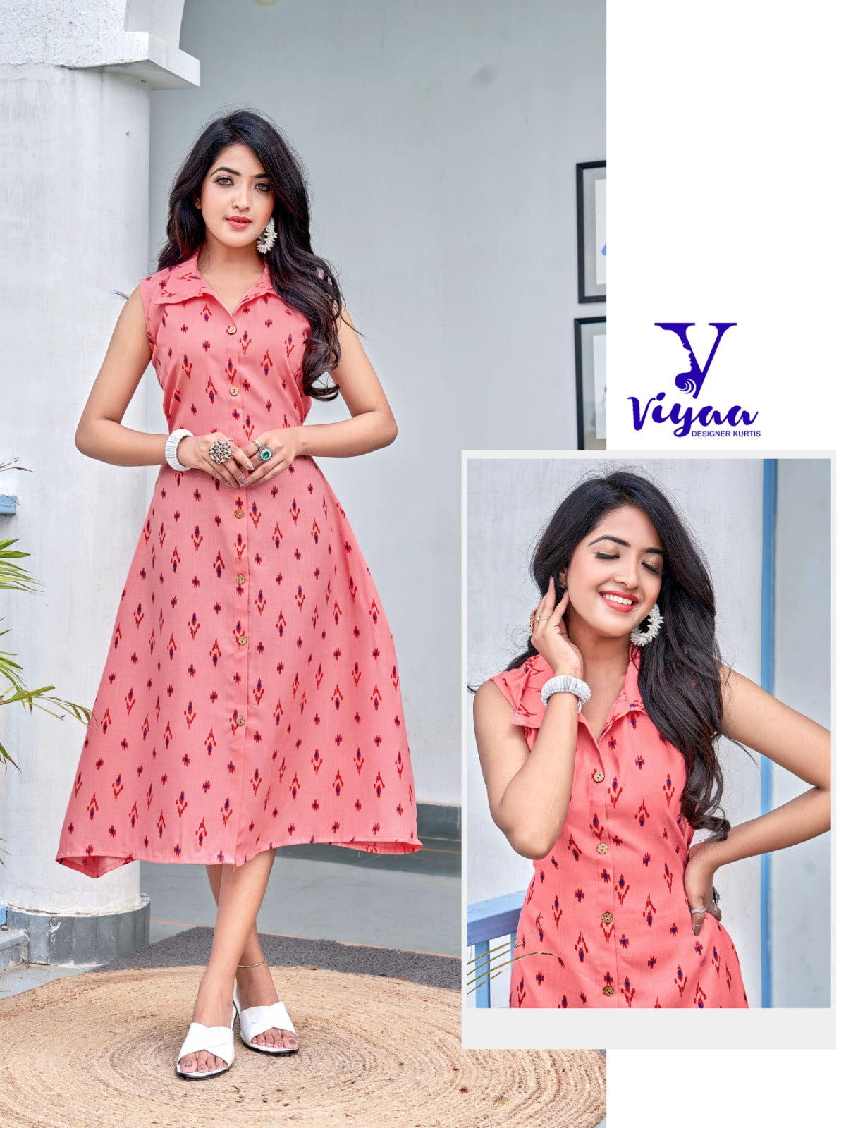 Ikkat Rung Viyaa Cotton A-Line Kurti