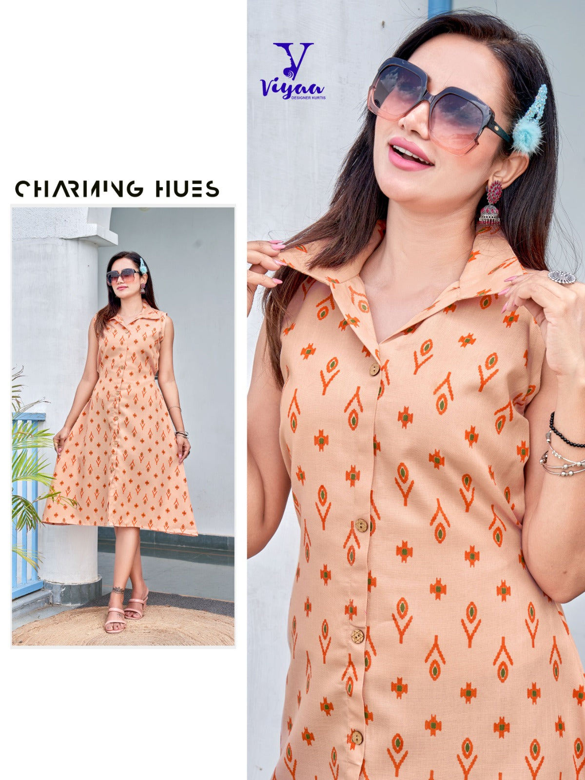 Ikkat Rung Viyaa Cotton A-Line Kurti