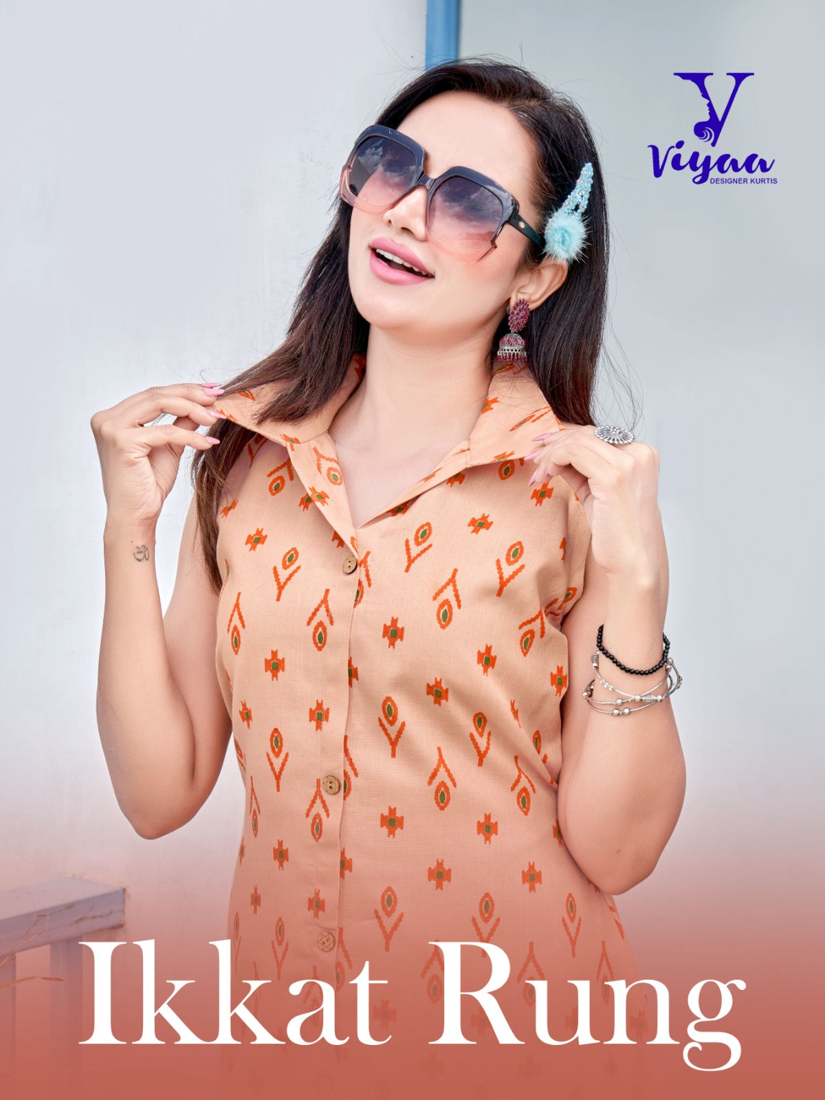 Ikkat Rung Viyaa Cotton A-Line Kurti
