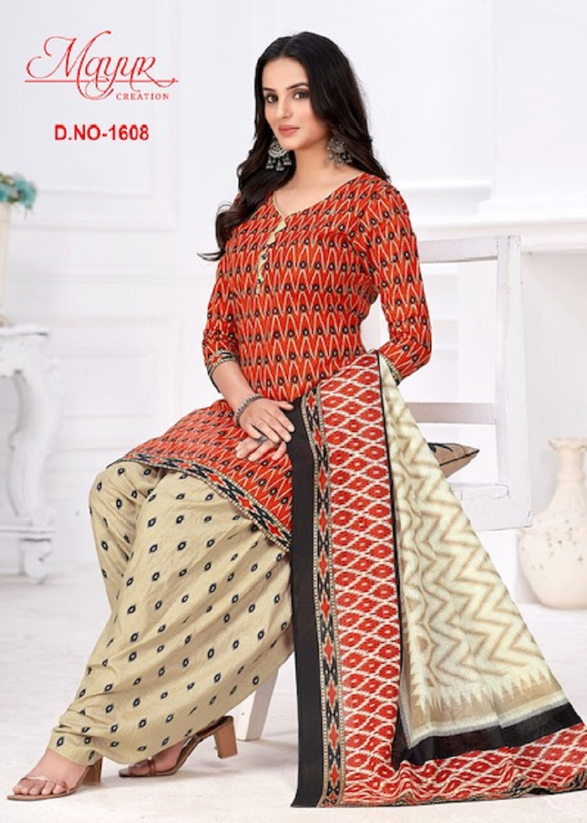 white christmas dresses Red Ikkat Printed Cotton Blend Dress Material main image 0