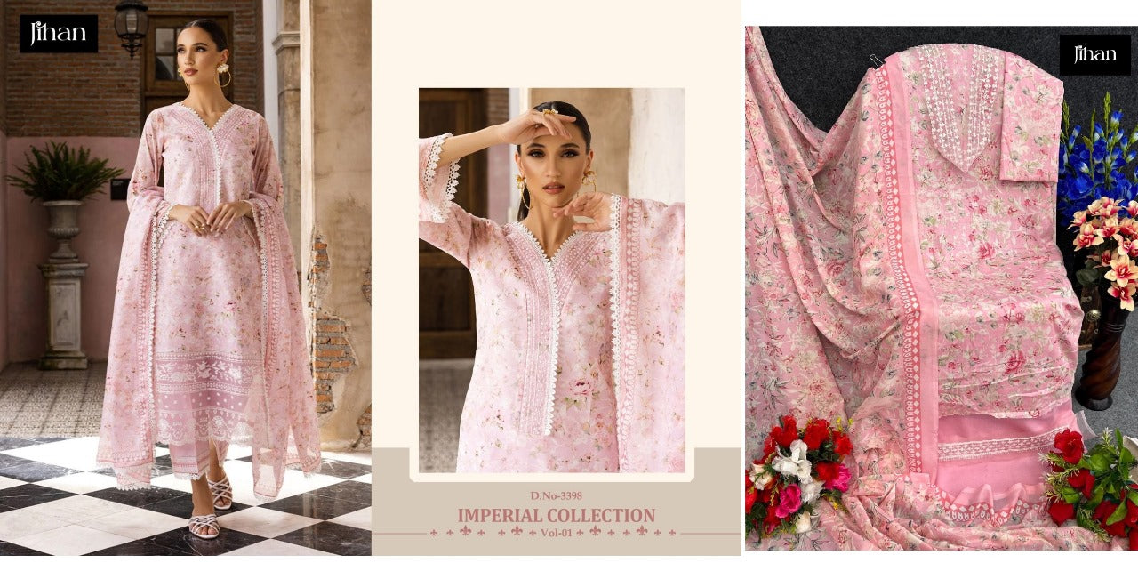 Imperial Collection Vol 1 Jihan Lawn Cotton Pakistani Patch Work Suits