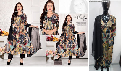 Indian Stylish Biljal Chinon Readymade Pant Style Suits