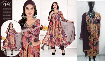 Indian Stylish Biljal Chinon Readymade Pant Style Suits