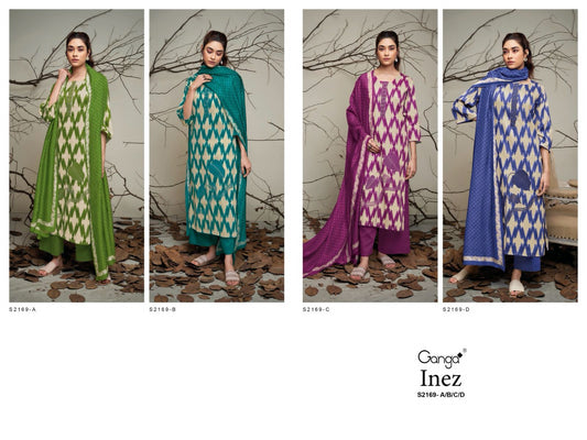 Inez 2169 Ganga Cotton Silk Plazzo Style Suits