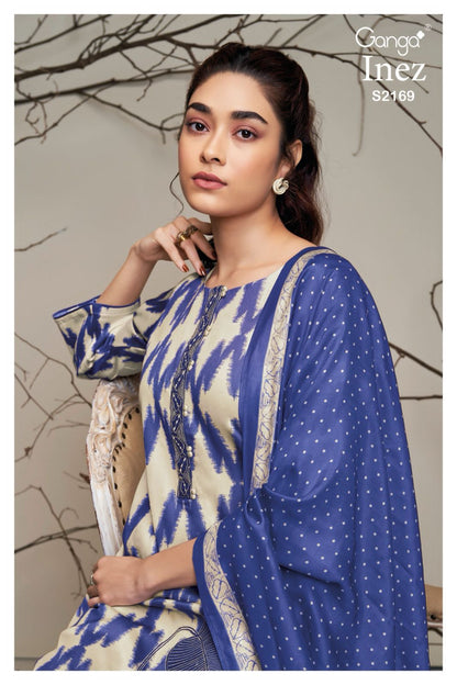 Inez 2169 Ganga Cotton Silk Plazzo Style Suits