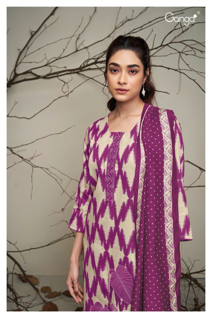 Inez 2169 Ganga Cotton Silk Plazzo Style Suits
