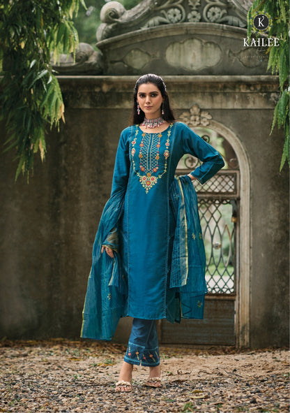 Isabel Kailee Fashion Viscose Silk Readymade Pant Style Suits