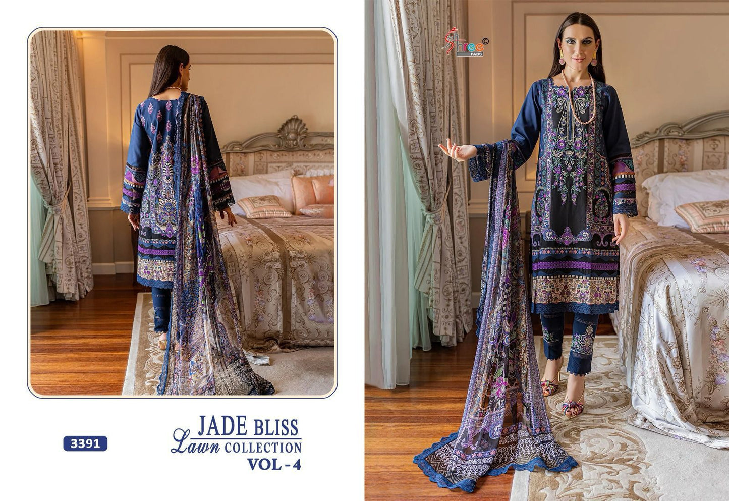 Jade Bliss Lawn Vol 4 Shree Fabs Cotton Pakistani Patch Work Suits