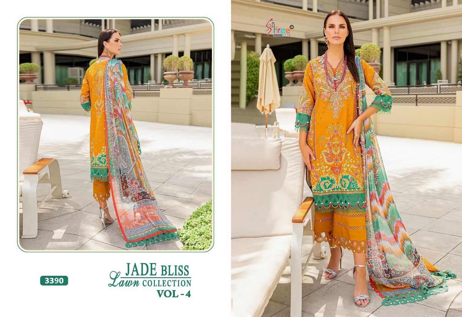 Jade Bliss Lawn Vol 4 Shree Fabs Cotton Pakistani Patch Work Suits