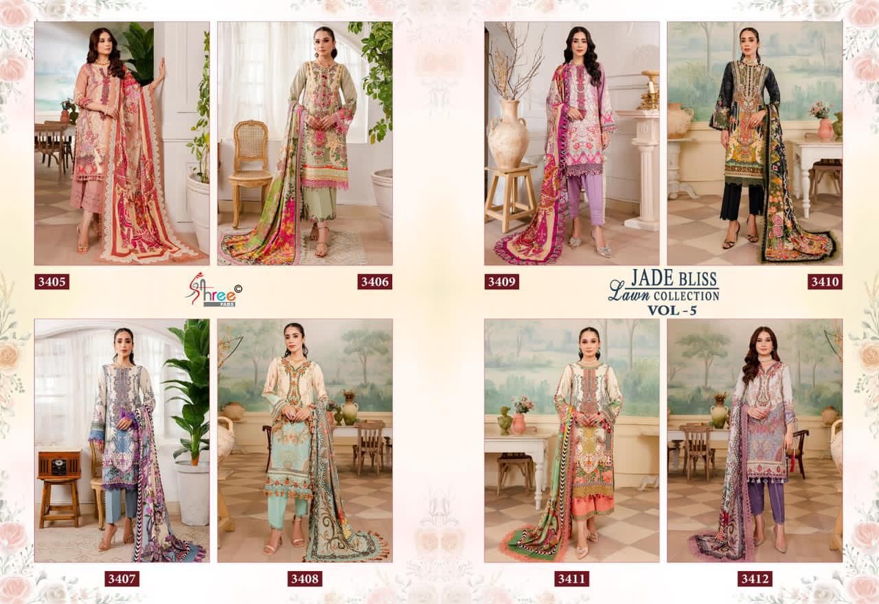 Jade Bliss Lawn Vol 5 Shree Fabs Cotton Pakistani Patch Work Suits