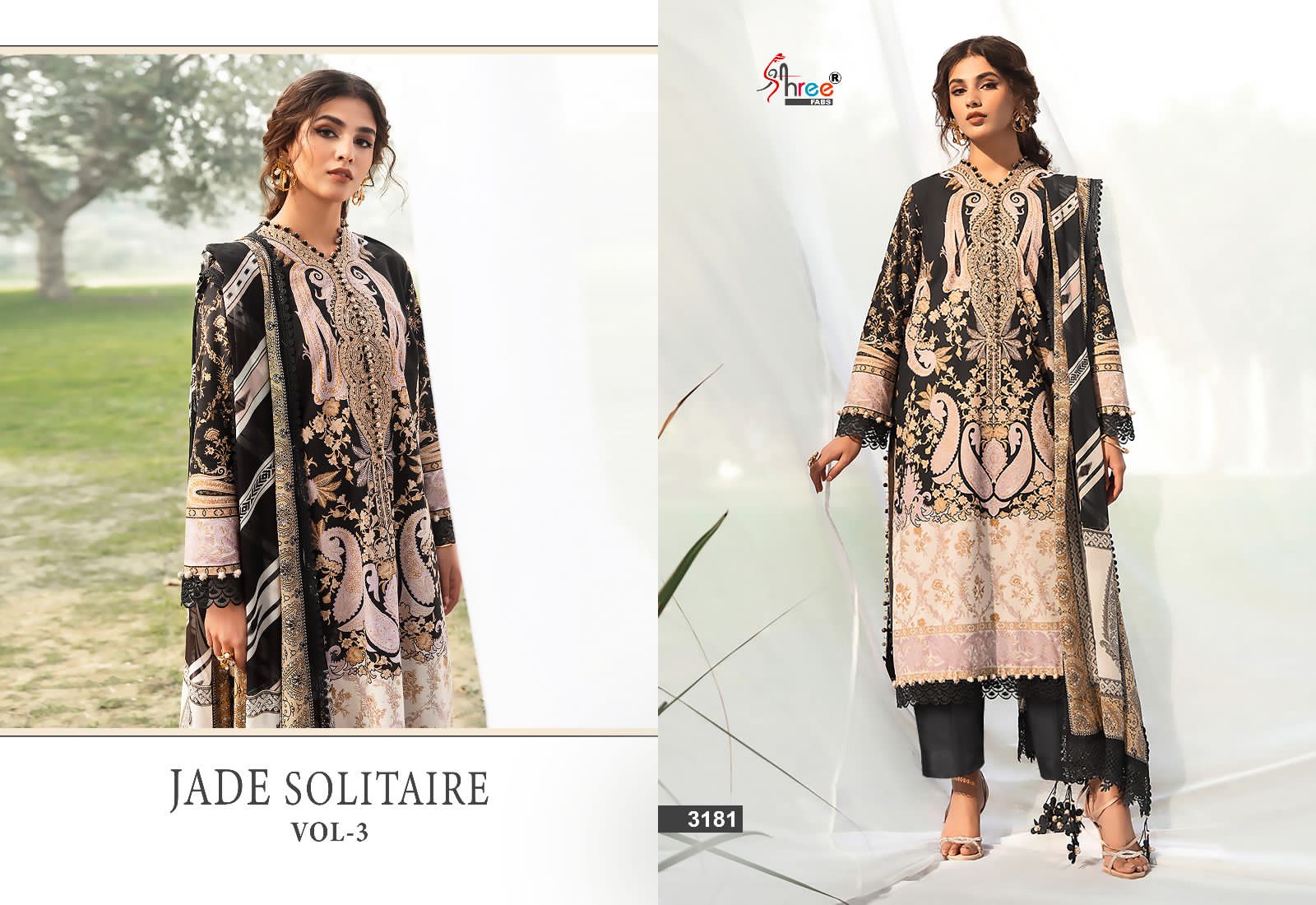 Jade Solitaire Vol 3 Shree Fabs Cotton Pakistani Patch Work Suits