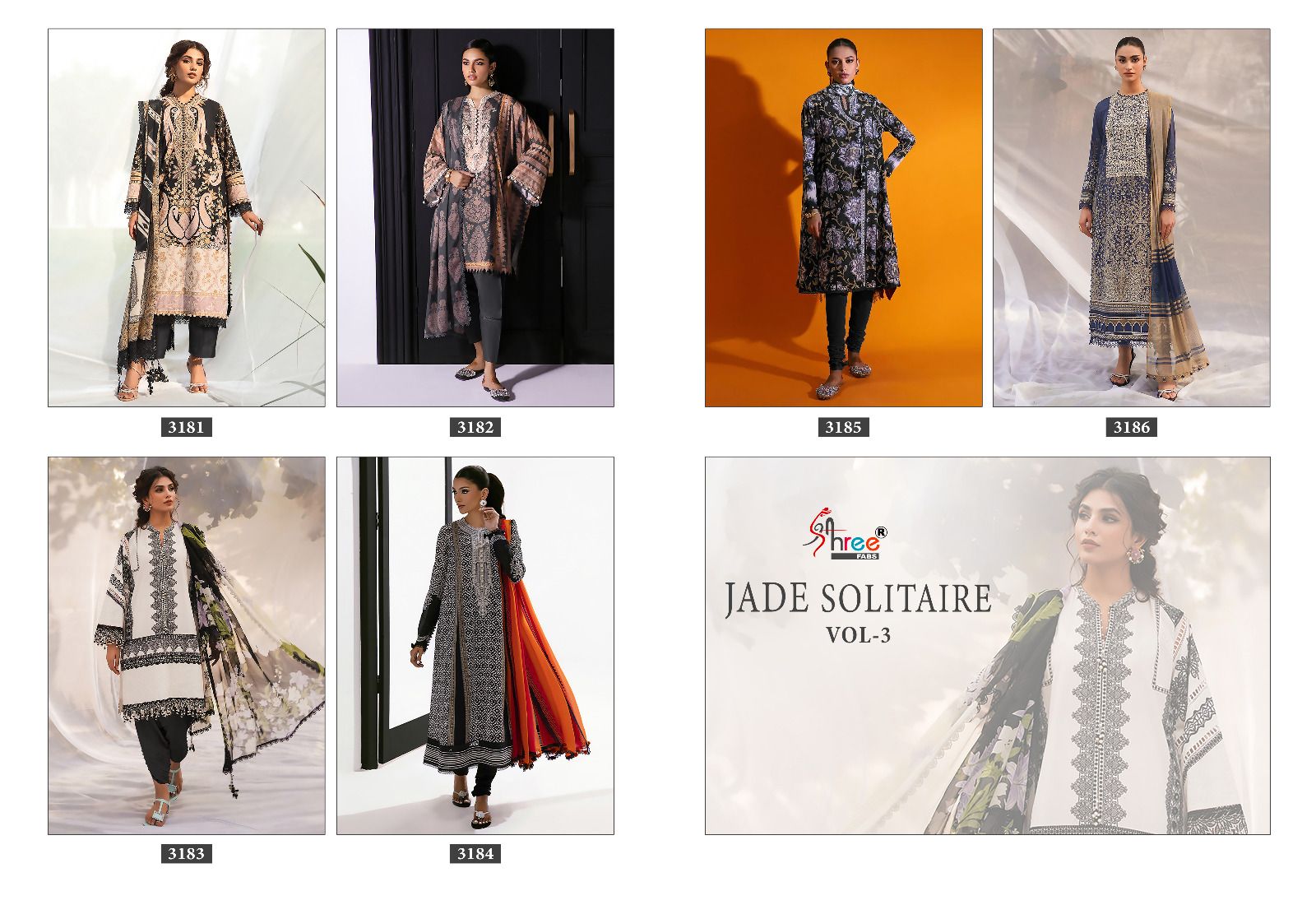 Jade Solitaire Vol 3 Shree Fabs Cotton Pakistani Patch Work Suits