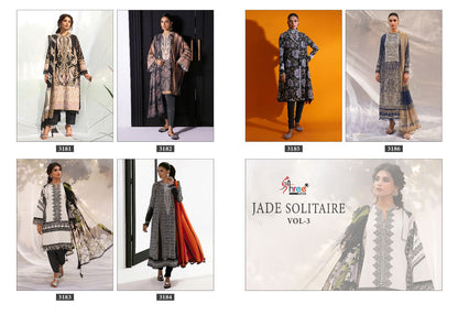 Jade Solitaire Vol 3 Shree Fabs Cotton Pakistani Patch Work Suits