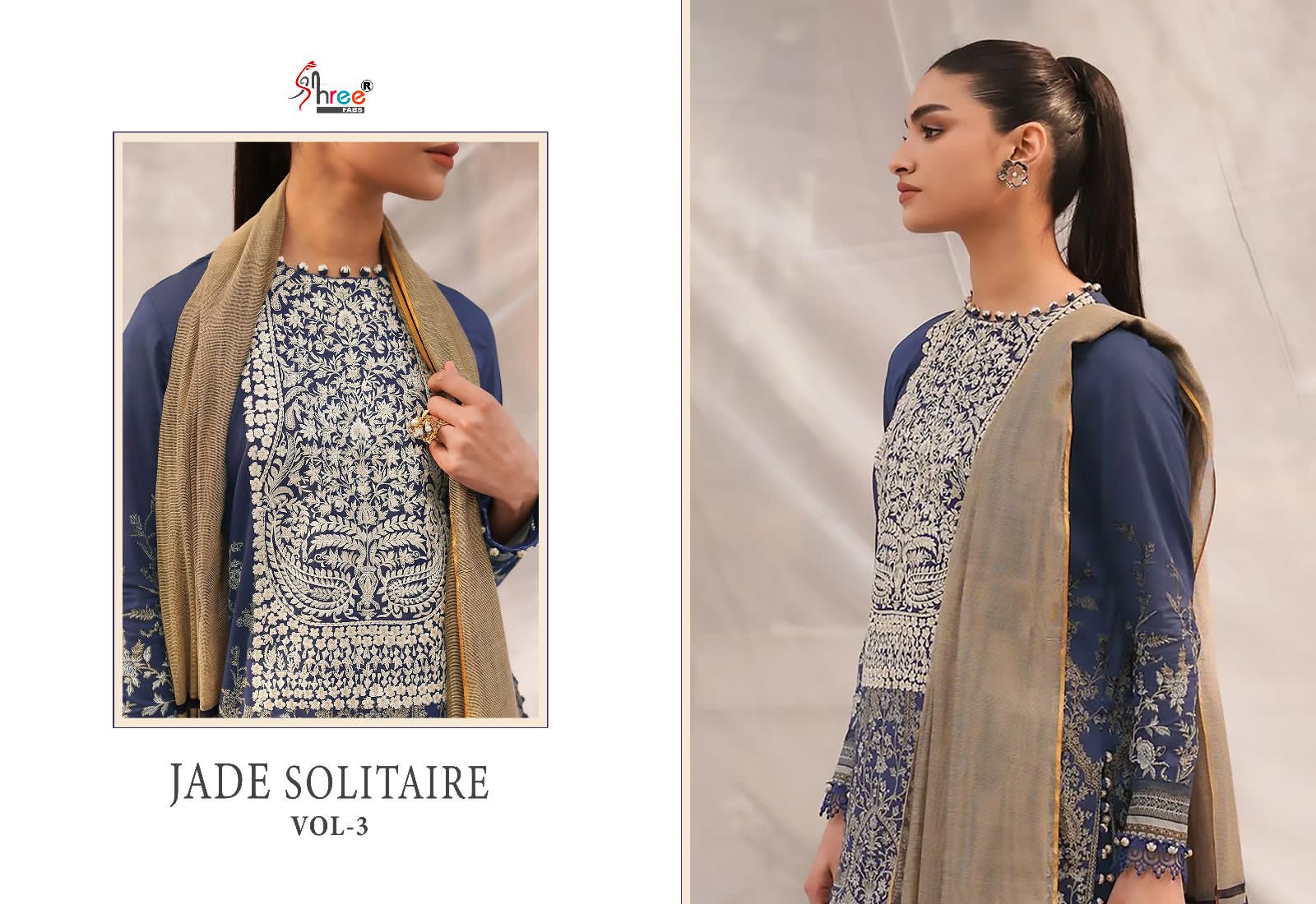 Jade Solitaire Vol 3 Shree Fabs Cotton Pakistani Patch Work Suits