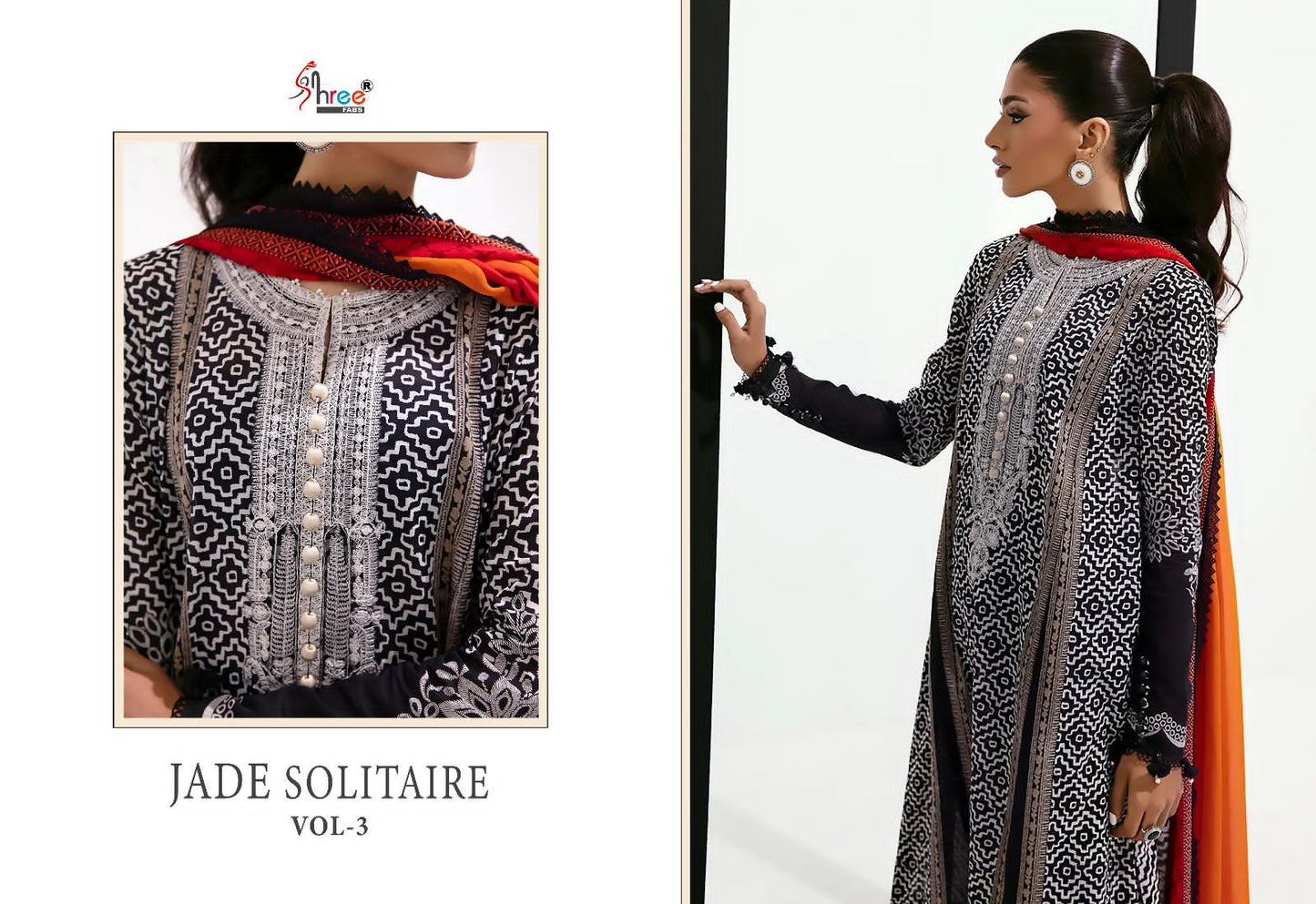 Jade Solitaire Vol 3 Shree Fabs Cotton Pakistani Patch Work Suits