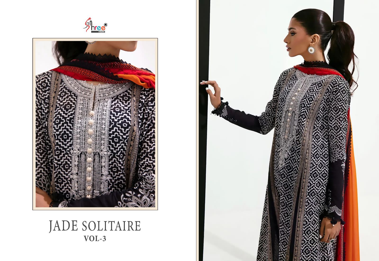Jade Solitaire Vol 3 Shree Fabs Cotton Pakistani Patch Work Suits