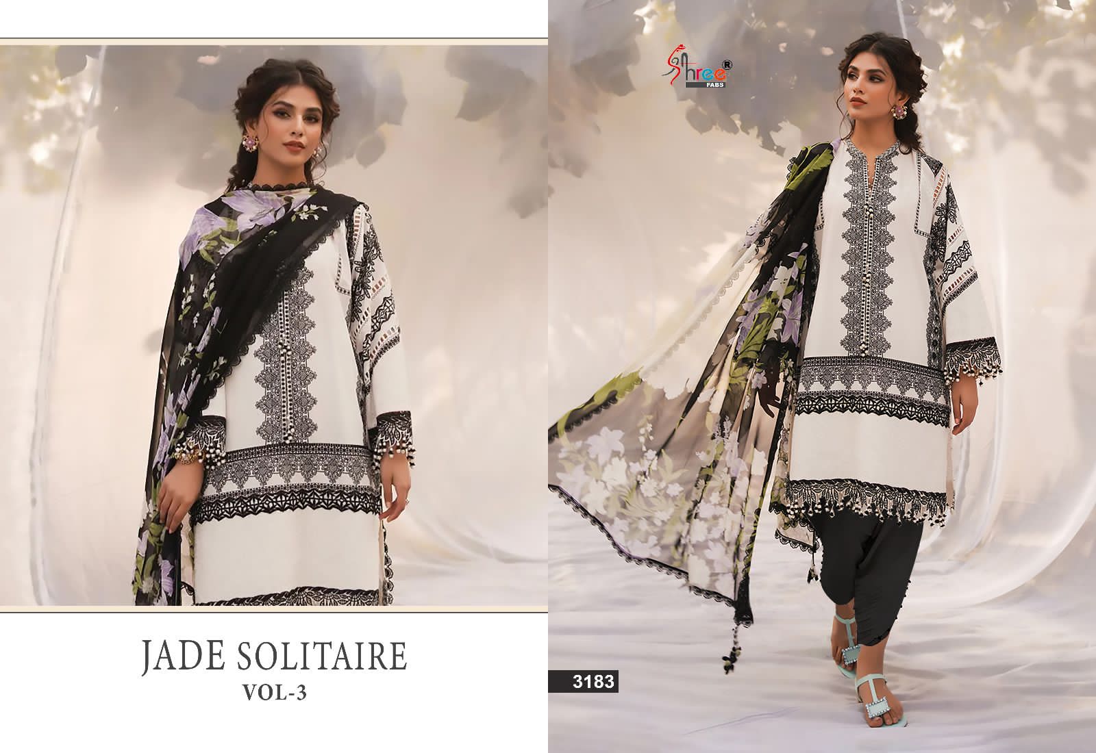 Jade Solitaire Vol 3 Shree Fabs Cotton Pakistani Patch Work Suits