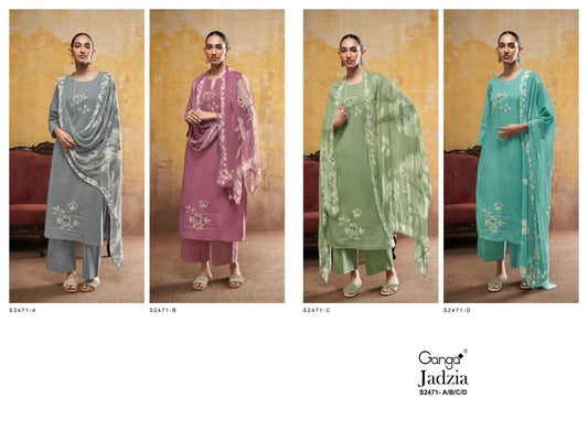 Jadzia 2471 Ganga Cotton Solid Plazzo Style Suits