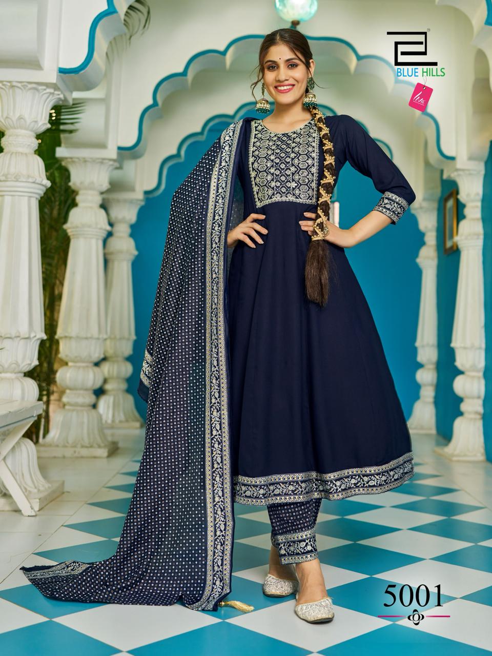 Jailer Vol 5 Blue Hills Rayon 14Kg Readymade Pant Style Suits