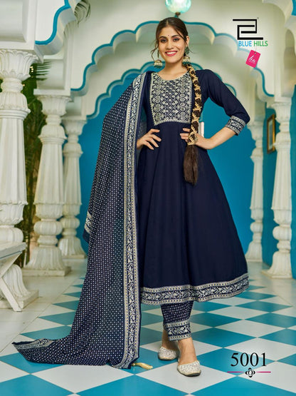 Jailer Vol 5 Blue Hills Rayon 14Kg Readymade Pant Style Suits