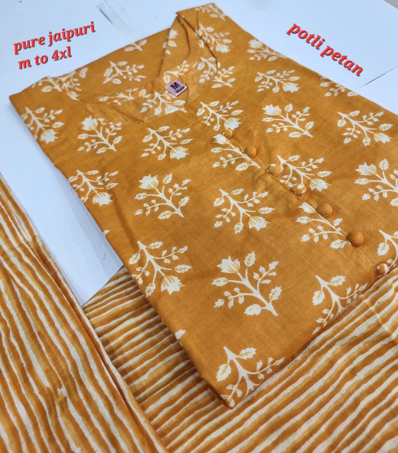 Jaipuri Cotton A Navad Kurti Pant Set