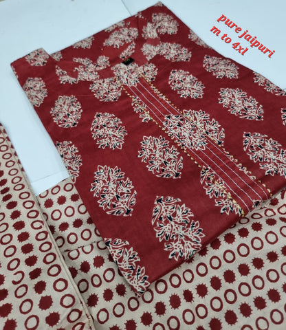 Jaipuri Cotton A Navad Kurti Pant Set