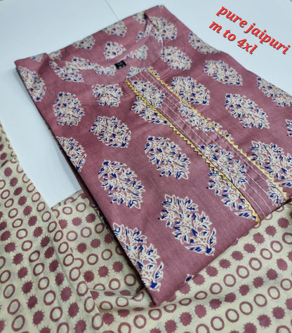 Jaipuri Cotton A Navad Kurti Pant Set