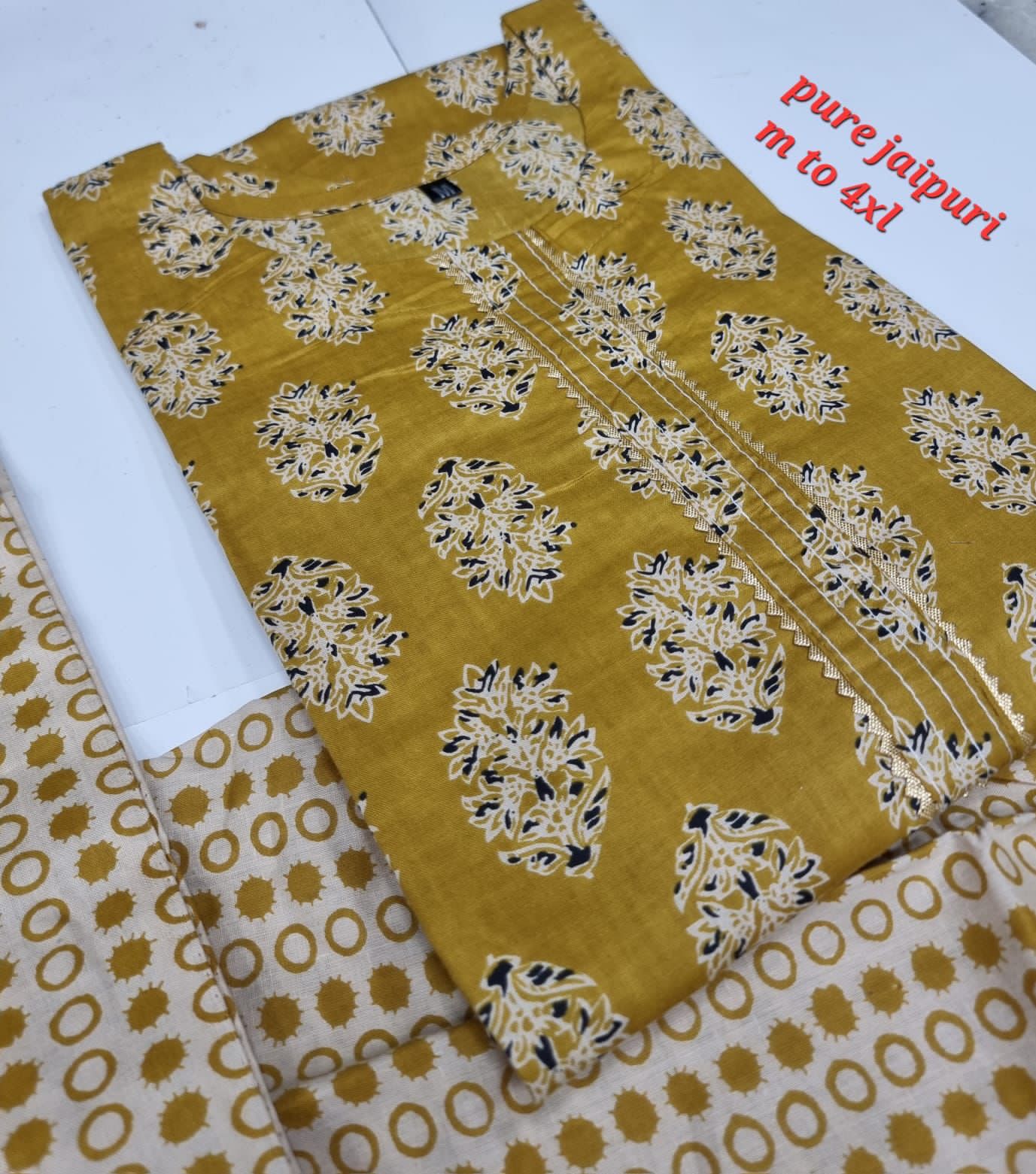 Jaipuri Cotton A Navad Kurti Pant Set