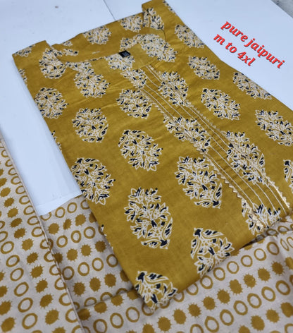 Jaipuri Cotton A Navad Kurti Pant Set