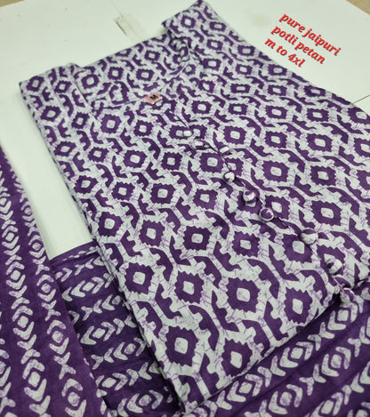 Jaipuri Cotton A Navad Kurti Pant Set