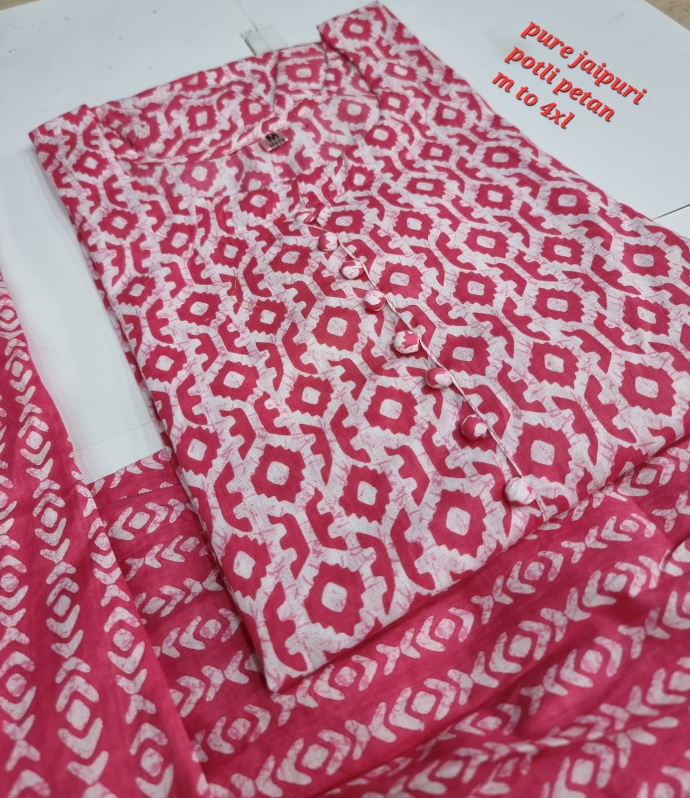 Jaipuri Cotton A Navad Kurti Pant Set