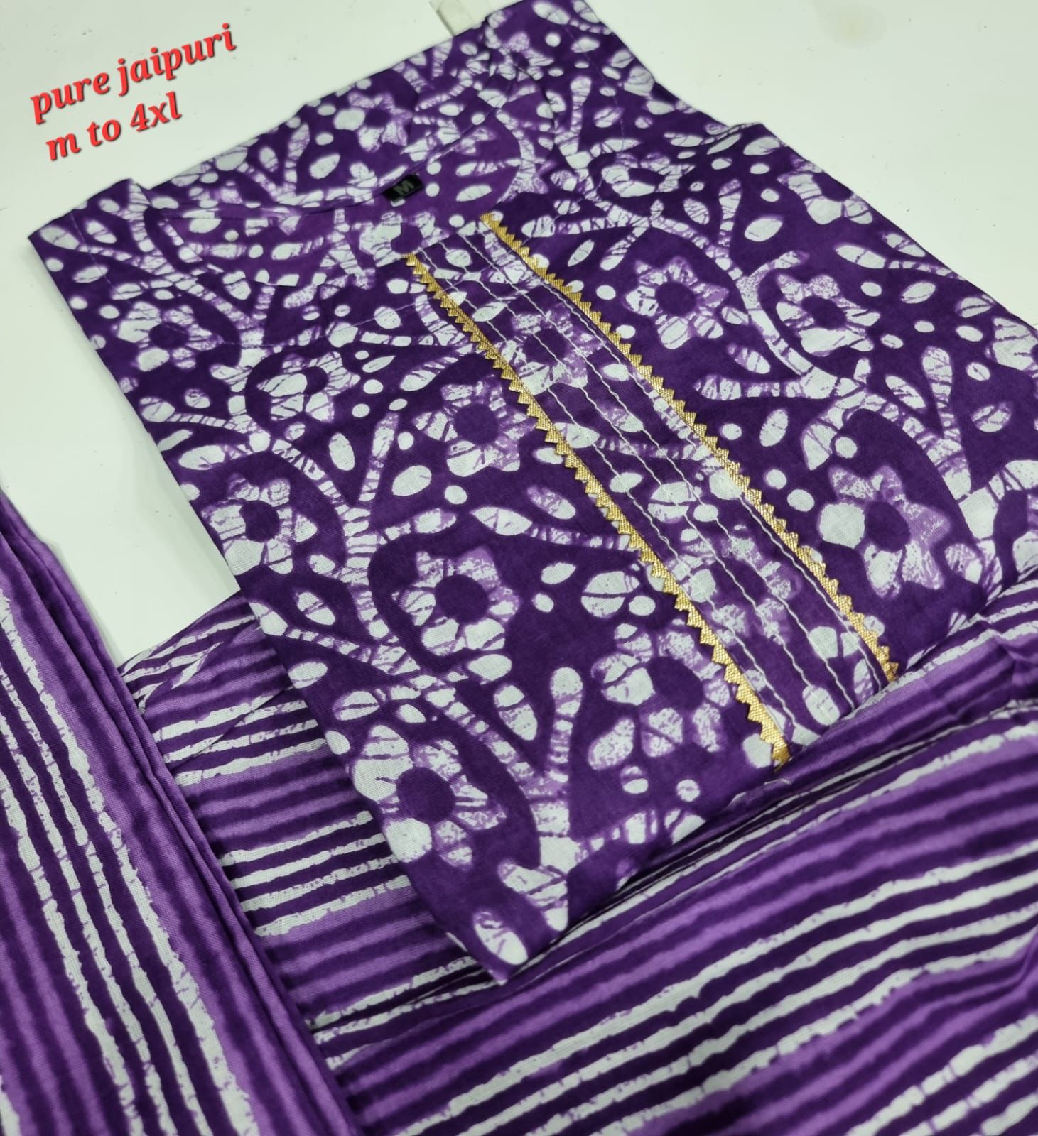 Jaipuri Cotton A Navad Kurti Pant Set