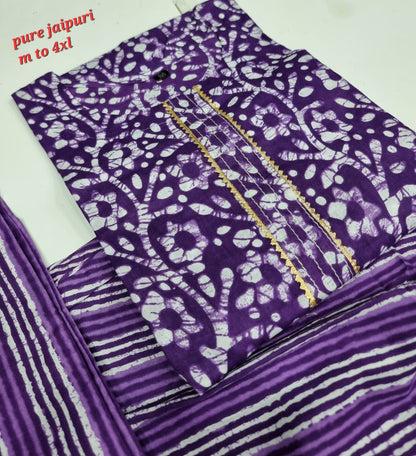 Jaipuri Cotton A Navad Kurti Pant Set