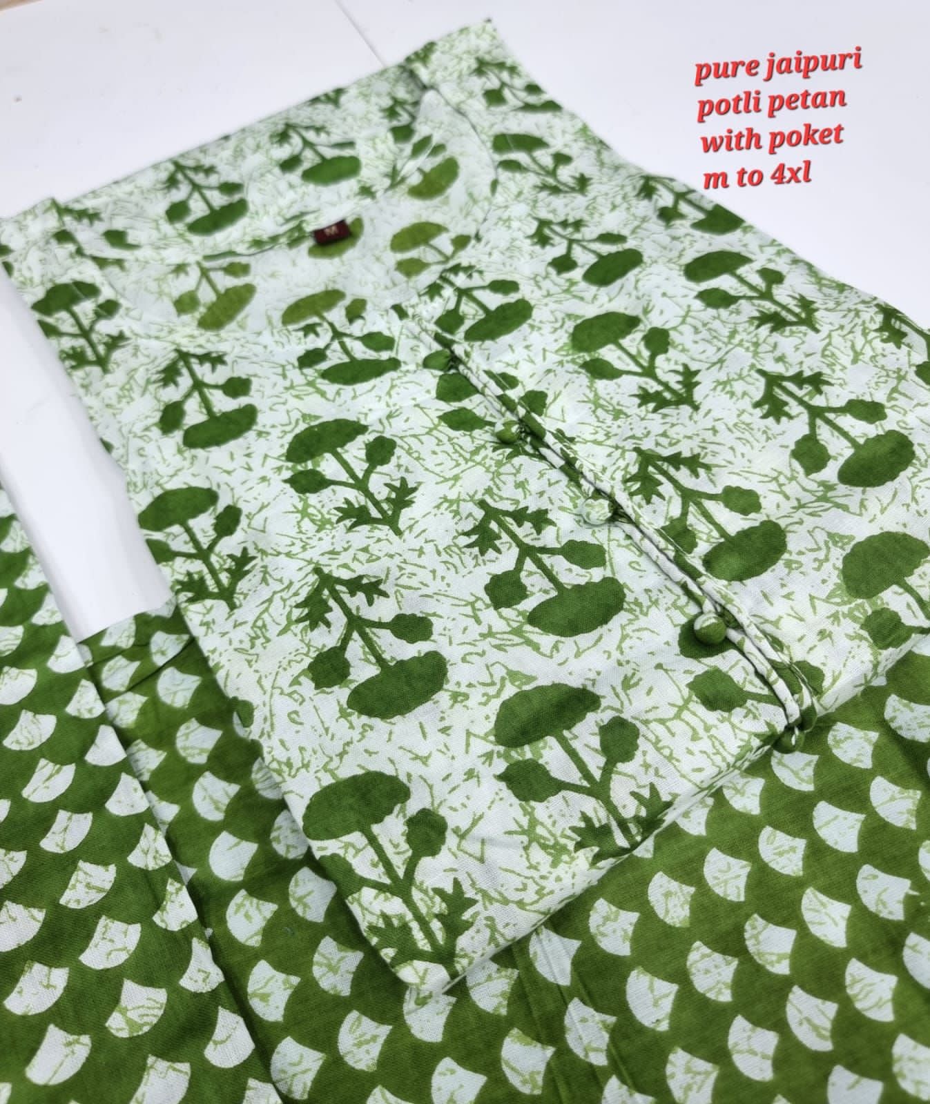 Jaipuri Cotton A Navad Kurti Pant Set