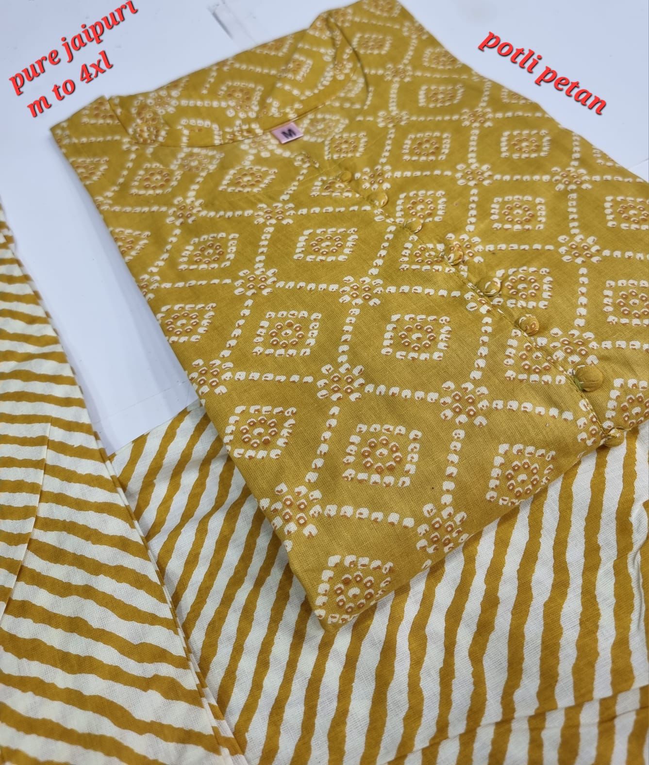 Jaipuri Cotton A Navad Kurti Pant Set